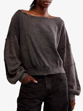 We The Free Ife Pullover Black Relaxed Fit Long Sleeves